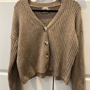 Princess Polly Brown Ribbed Cardigan